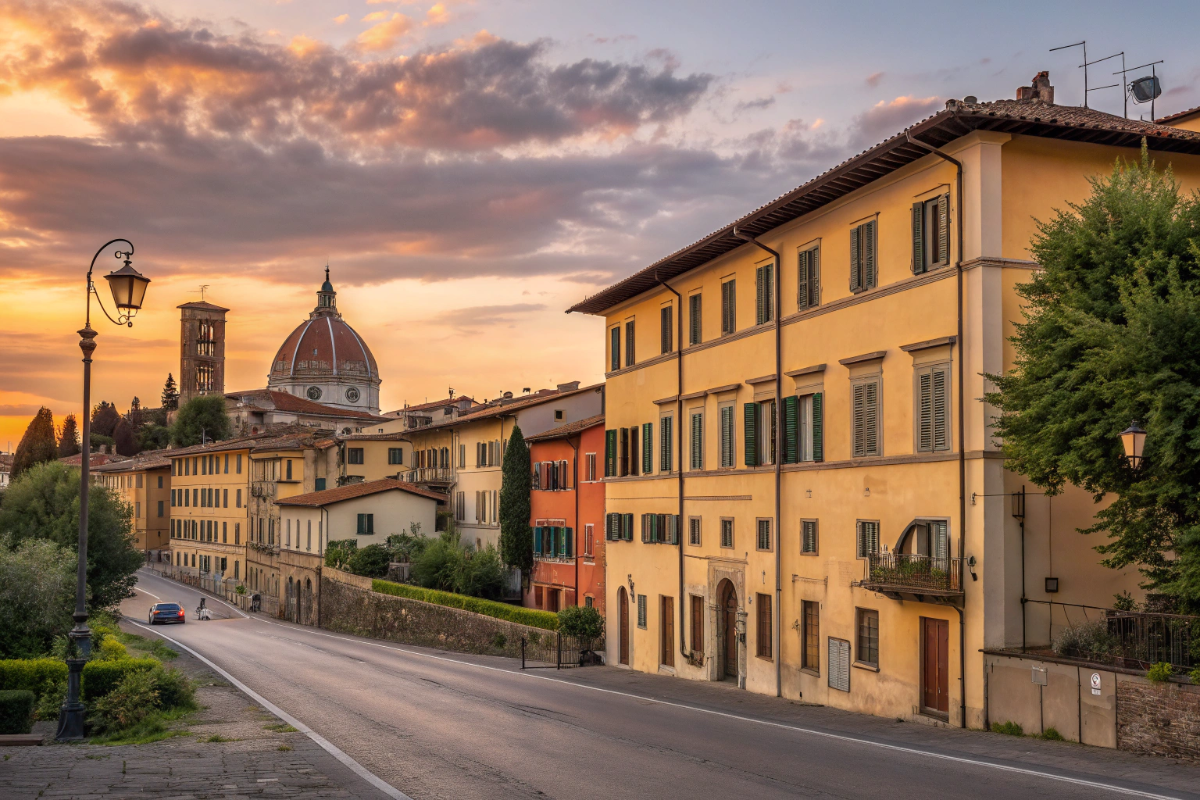 Panorama di Firenze con la cupola del Duomo dalla zona di Campo di Marte